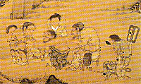 A Chinese peasant being treated by a village doctor with moxibustion.